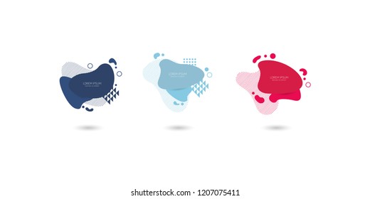 Set of abstract modern graphic elements. Dynamical colored forms and line. Gradient abstract banners with flowing liquid shapes. Vector