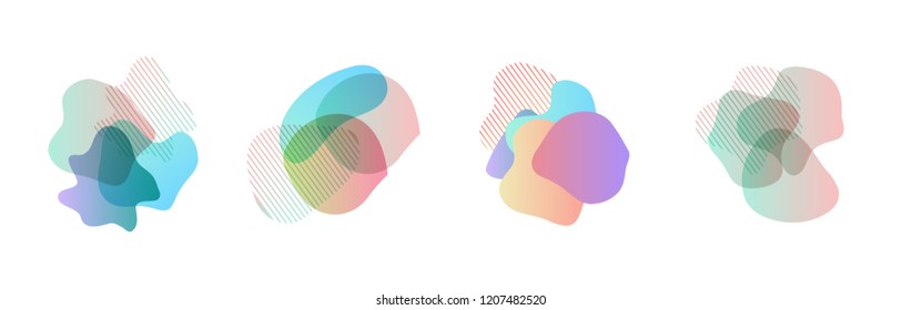 Set of abstract modern graphic elements. Dynamical colored forms and line. Gradient abstract banners with flowing liquid shapes. Template for the design of a logo, flyer or presentation. Vector.