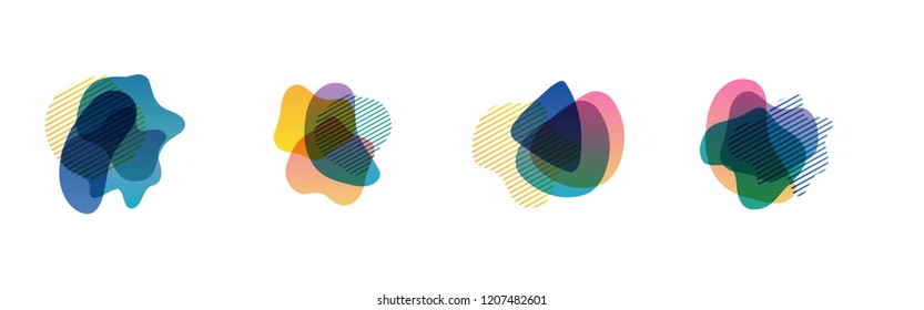 Set of abstract modern graphic elements. Dynamical colored forms and line. Gradient abstract banners with flowing liquid shapes. Template for the design of a logo, flyer or presentation. Vector.
