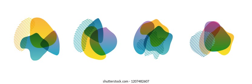 Set of abstract modern graphic elements. Dynamical colored forms and line. Gradient abstract banners with flowing liquid shapes. Template for the design of a logo, flyer or presentation. Vector.