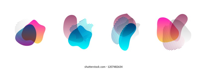 Set of abstract modern graphic elements. Dynamical colored forms and line. Gradient abstract banners with flowing liquid shapes. Template for the design of a logo, flyer or presentation. Vector.