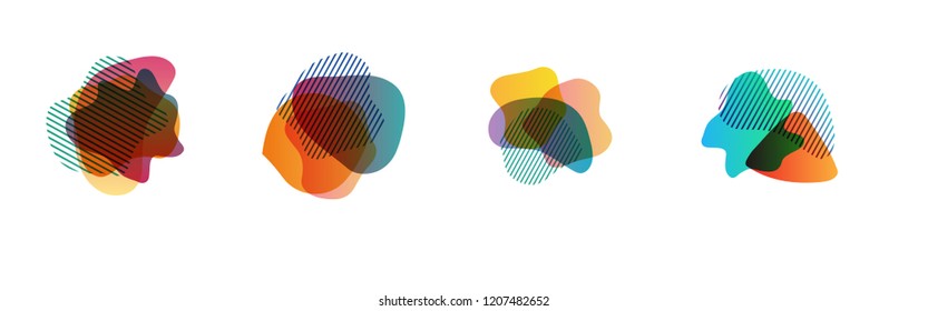 Set of abstract modern graphic elements. Dynamical colored forms and line. Gradient abstract banners with flowing liquid shapes. Template for the design of a logo, flyer or presentation. Vector.