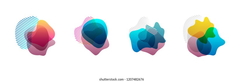 Set of abstract modern graphic elements. Dynamical colored forms and line. Gradient abstract banners with flowing liquid shapes. Template for the design of a logo, flyer or presentation. Vector.