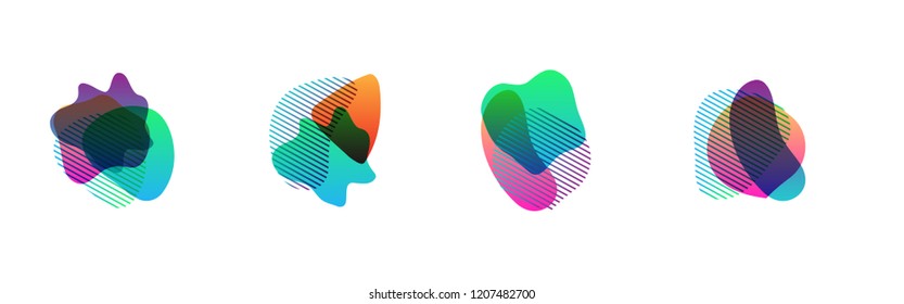 Set of abstract modern graphic elements. Dynamical colored forms and line. Gradient abstract banners with flowing liquid shapes. Template for the design of a logo, flyer or presentation. Vector.