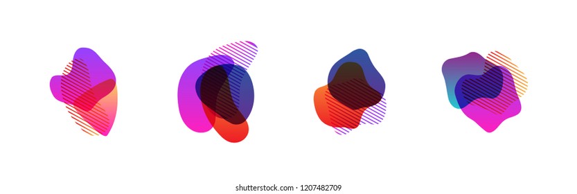 Set of abstract modern graphic elements. Dynamical colored forms and line. Gradient abstract banners with flowing liquid shapes. Template for the design of a logo, flyer or presentation. Vector.