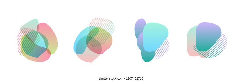 Set of abstract modern graphic elements. Dynamical colored forms and line. Gradient abstract banners with flowing liquid shapes. Template for the design of a logo, flyer or presentation. Vector.