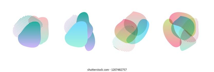 Set of abstract modern graphic elements. Dynamical colored forms and line. Gradient abstract banners with flowing liquid shapes. Template for the design of a logo, flyer or presentation. Vector.