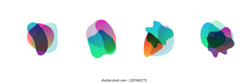 Set of abstract modern graphic elements. Dynamical colored forms and line. Gradient abstract banners with flowing liquid shapes. Template for the design of a logo, flyer or presentation. Vector.