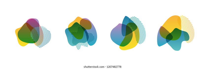 Set of abstract modern graphic elements. Dynamical colored forms and line. Gradient abstract banners with flowing liquid shapes. Template for the design of a logo, flyer or presentation. Vector.