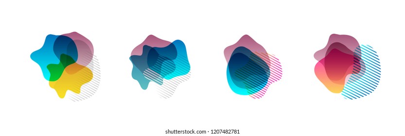 Set of abstract modern graphic elements. Dynamical colored forms and line. Gradient abstract banners with flowing liquid shapes. Template for the design of a logo, flyer or presentation. Vector.