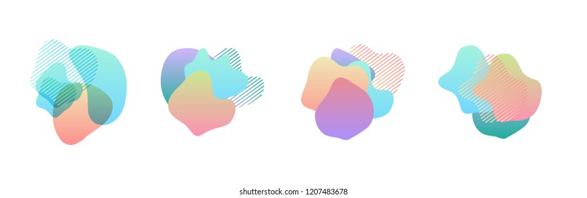 Set of abstract modern graphic elements. Dynamical colored forms and line. Gradient abstract banners with flowing liquid shapes. Template for the design of a logo, flyer or presentation. Vector.