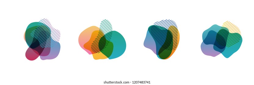 Set of abstract modern graphic elements. Dynamical colored forms and line. Gradient abstract banners with flowing liquid shapes. Template for the design of a logo, flyer or presentation. Vector.