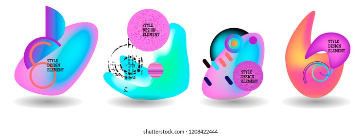 Set of abstract modern graphic elements. Dynamical colored forms and line. Gradient abstract banners with flowing liquid shapes. Template for the design of a logo, flyer or presentation. Vector.