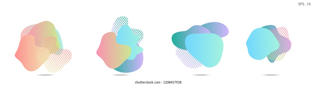 Set of abstract modern graphic elements. Dynamical colored forms and line. Gradient abstract banners with flowing liquid shapes. Template for the design of a logo, flyer or presentation. Vector.