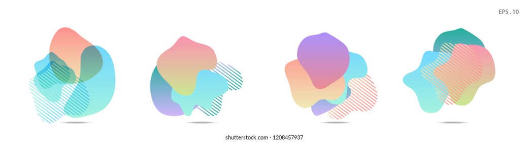Set of abstract modern graphic elements. Dynamical colored forms and line. Gradient abstract banners with flowing liquid shapes. Template for the design of a logo, flyer or presentation. Vector.