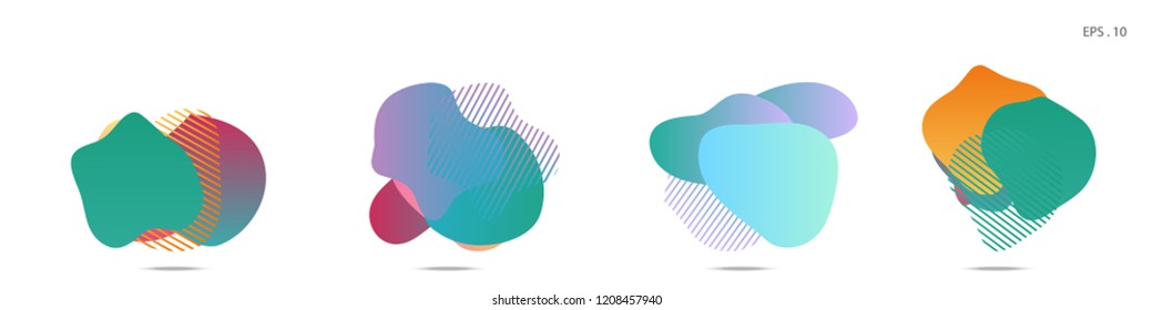 Set of abstract modern graphic elements. Dynamical colored forms and line. Gradient abstract banners with flowing liquid shapes. Template for the design of a logo, flyer or presentation. Vector.