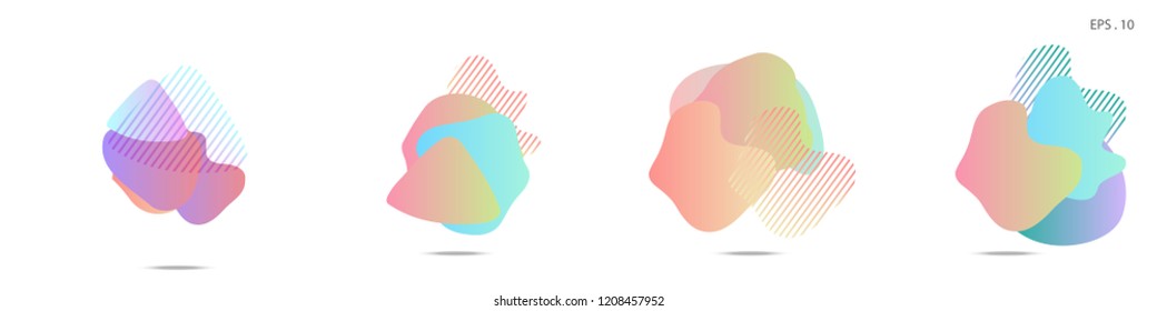 Set of abstract modern graphic elements. Dynamical colored forms and line. Gradient abstract banners with flowing liquid shapes. Template for the design of a logo, flyer or presentation. Vector.