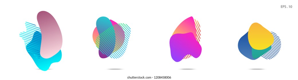 Set of abstract modern graphic elements. Dynamical colored forms and line. Gradient abstract banners with flowing liquid shapes. Template for the design of a logo, flyer or presentation. Vector.