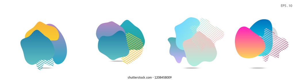 Set of abstract modern graphic elements. Dynamical colored forms and line. Gradient abstract banners with flowing liquid shapes. Template for the design of a logo, flyer or presentation. Vector.