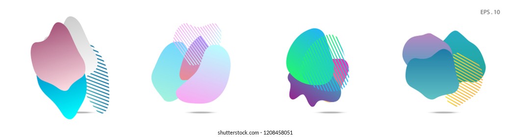 Set of abstract modern graphic elements. Dynamical colored forms and line. Gradient abstract banners with flowing liquid shapes. Template for the design of a logo, flyer or presentation. Vector.