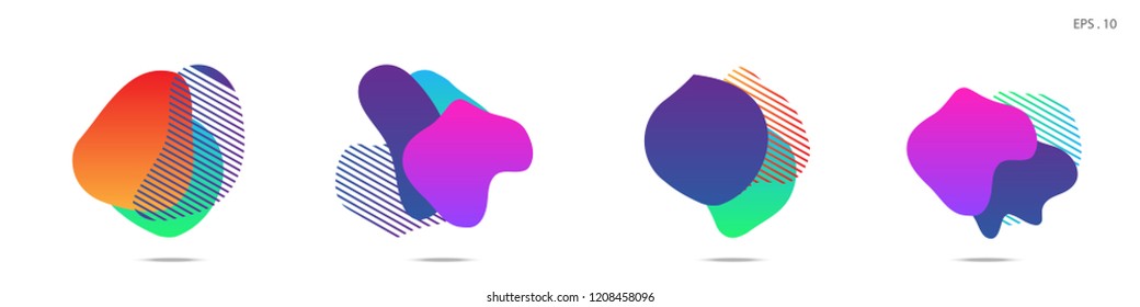 Set of abstract modern graphic elements. Dynamical colored forms and line. Gradient abstract banners with flowing liquid shapes. Template for the design of a logo, flyer or presentation. Vector.