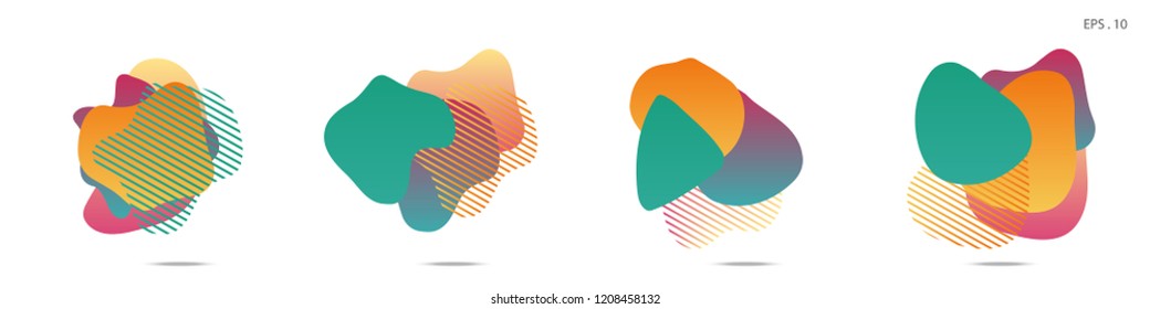Set of abstract modern graphic elements. Dynamical colored forms and line. Gradient abstract banners with flowing liquid shapes. Template for the design of a logo, flyer or presentation. Vector.