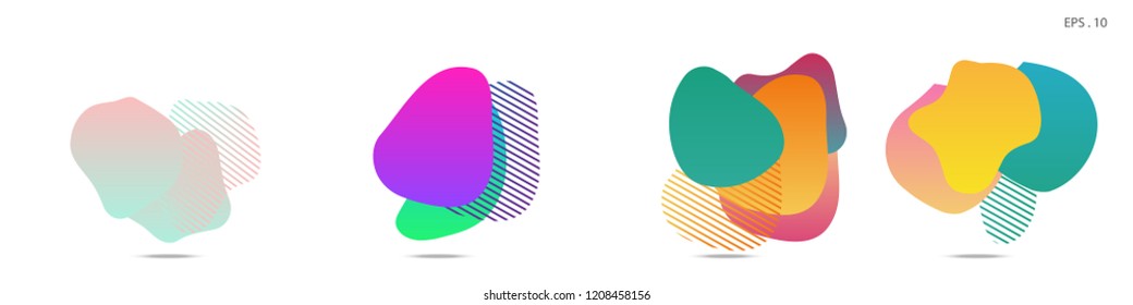 Set of abstract modern graphic elements. Dynamical colored forms and line. Gradient abstract banners with flowing liquid shapes. Template for the design of a logo, flyer or presentation. Vector.