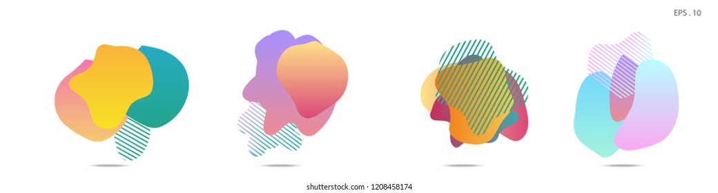 Set of abstract modern graphic elements. Dynamical colored forms and line. Gradient abstract banners with flowing liquid shapes. Template for the design of a logo, flyer or presentation. Vector.