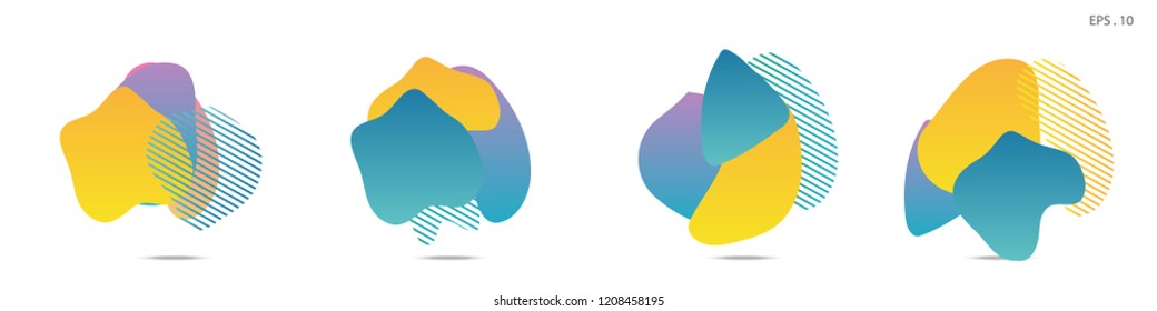 Set of abstract modern graphic elements. Dynamical colored forms and line. Gradient abstract banners with flowing liquid shapes. Template for the design of a logo, flyer or presentation. Vector.