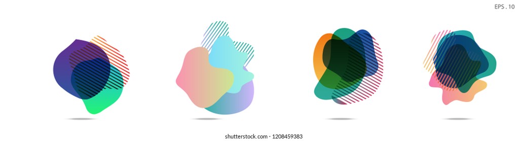Set of abstract modern graphic elements. Dynamical colored forms and line. Gradient abstract banners with flowing liquid shapes. Template for the design of a logo, flyer or presentation. Vector.