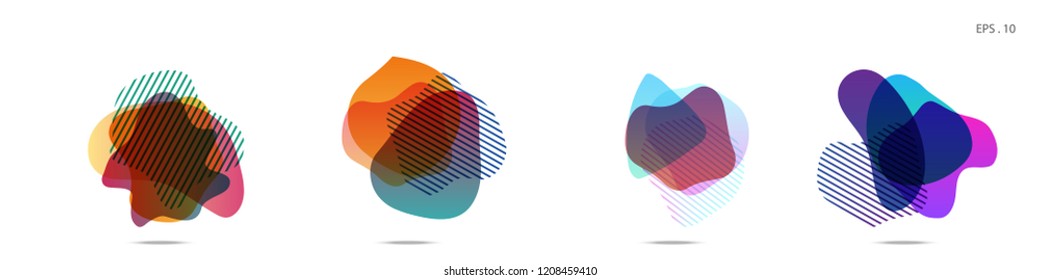 Set of abstract modern graphic elements. Dynamical colored forms and line. Gradient abstract banners with flowing liquid shapes. Template for the design of a logo, flyer or presentation. Vector.