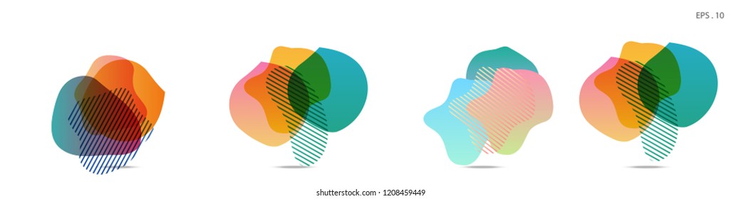 Set of abstract modern graphic elements. Dynamical colored forms and line. Gradient abstract banners with flowing liquid shapes. Template for the design of a logo, flyer or presentation. Vector.