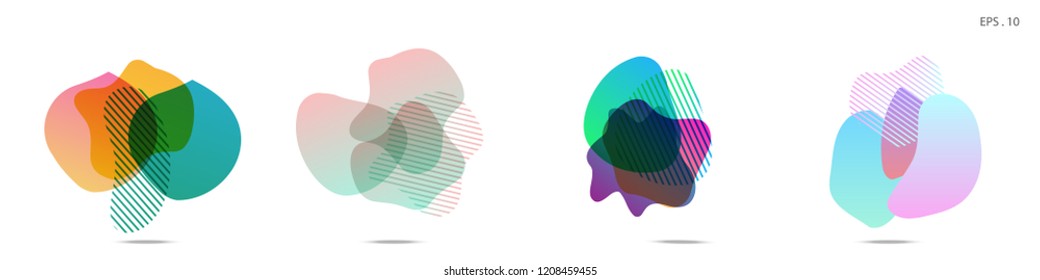 Set of abstract modern graphic elements. Dynamical colored forms and line. Gradient abstract banners with flowing liquid shapes. Template for the design of a logo, flyer or presentation. Vector.