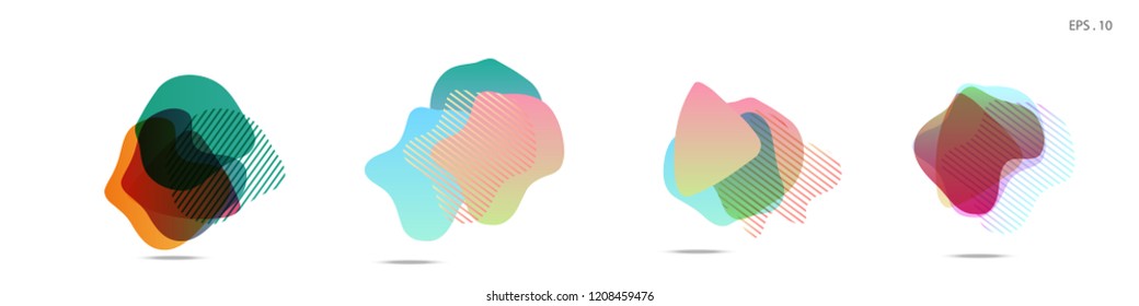 Set of abstract modern graphic elements. Dynamical colored forms and line. Gradient abstract banners with flowing liquid shapes. Template for the design of a logo, flyer or presentation. Vector.