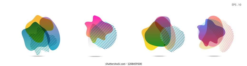 Set of abstract modern graphic elements. Dynamical colored forms and line. Gradient abstract banners with flowing liquid shapes. Template for the design of a logo, flyer or presentation. Vector.