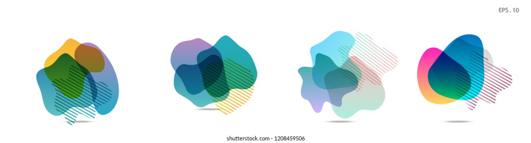 Set of abstract modern graphic elements. Dynamical colored forms and line. Gradient abstract banners with flowing liquid shapes. Template for the design of a logo, flyer or presentation. Vector.