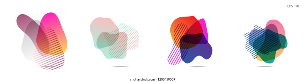 Set of abstract modern graphic elements. Dynamical colored forms and line. Gradient abstract banners with flowing liquid shapes. Template for the design of a logo, flyer or presentation. Vector.