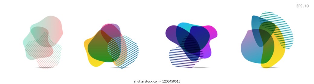 Set of abstract modern graphic elements. Dynamical colored forms and line. Gradient abstract banners with flowing liquid shapes. Template for the design of a logo, flyer or presentation. Vector.