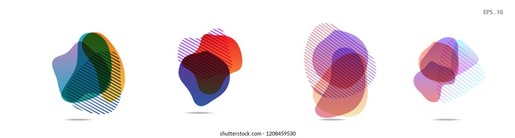 Set of abstract modern graphic elements. Dynamical colored forms and line. Gradient abstract banners with flowing liquid shapes. Template for the design of a logo, flyer or presentation. Vector.