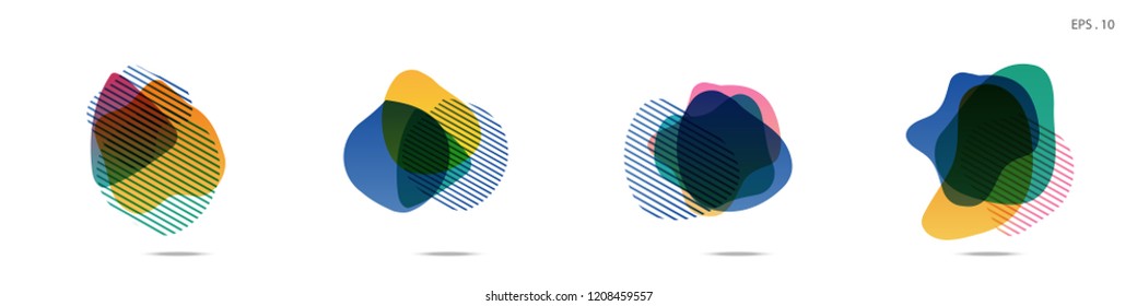 Set of abstract modern graphic elements. Dynamical colored forms and line. Gradient abstract banners with flowing liquid shapes. Template for the design of a logo, flyer or presentation. Vector.