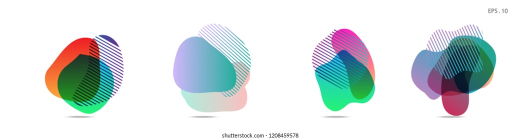 Set of abstract modern graphic elements. Dynamical colored forms and line. Gradient abstract banners with flowing liquid shapes. Template for the design of a logo, flyer or presentation. Vector.