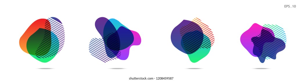 Set of abstract modern graphic elements. Dynamical colored forms and line. Gradient abstract banners with flowing liquid shapes. Template for the design of a logo, flyer or presentation. Vector.