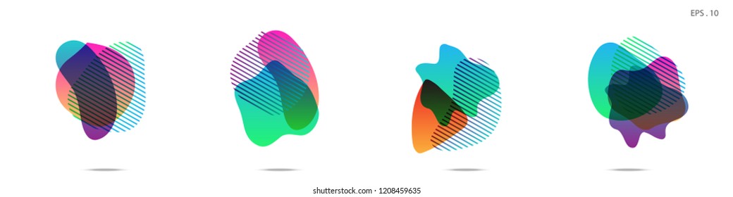 Set of abstract modern graphic elements. Dynamical colored forms and line. Gradient abstract banners with flowing liquid shapes. Template for the design of a logo, flyer or presentation. Vector.