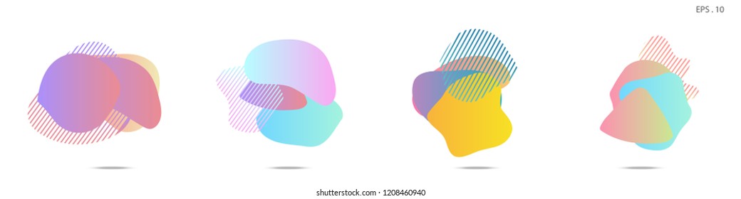 Set of abstract modern graphic elements. Dynamical colored forms and line. Gradient abstract banners with flowing liquid shapes. Template for the design of a logo, flyer or presentation. Vector.