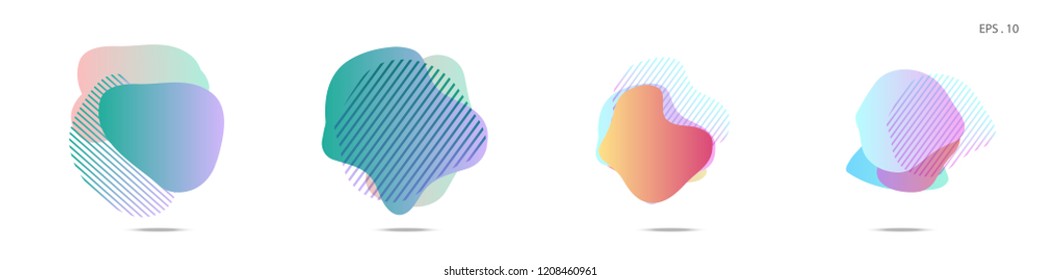 Set of abstract modern graphic elements. Dynamical colored forms and line. Gradient abstract banners with flowing liquid shapes. Template for the design of a logo, flyer or presentation. Vector.