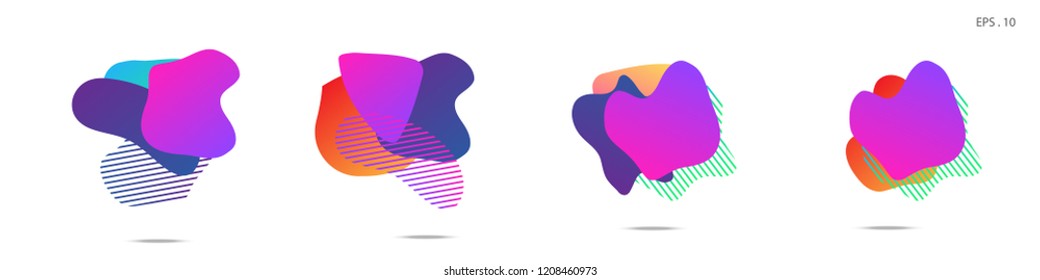 Set of abstract modern graphic elements. Dynamical colored forms and line. Gradient abstract banners with flowing liquid shapes. Template for the design of a logo, flyer or presentation. Vector.