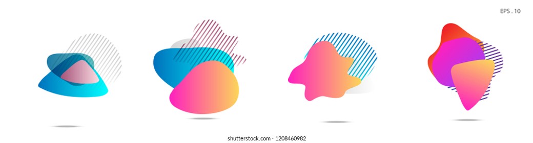 Set of abstract modern graphic elements. Dynamical colored forms and line. Gradient abstract banners with flowing liquid shapes. Template for the design of a logo, flyer or presentation. Vector.