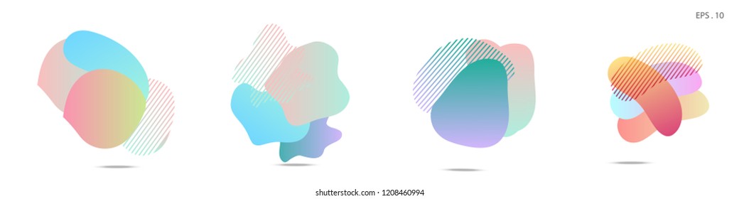 Set of abstract modern graphic elements. Dynamical colored forms and line. Gradient abstract banners with flowing liquid shapes. Template for the design of a logo, flyer or presentation. Vector.
