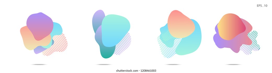 Set of abstract modern graphic elements. Dynamical colored forms and line. Gradient abstract banners with flowing liquid shapes. Template for the design of a logo, flyer or presentation. Vector.