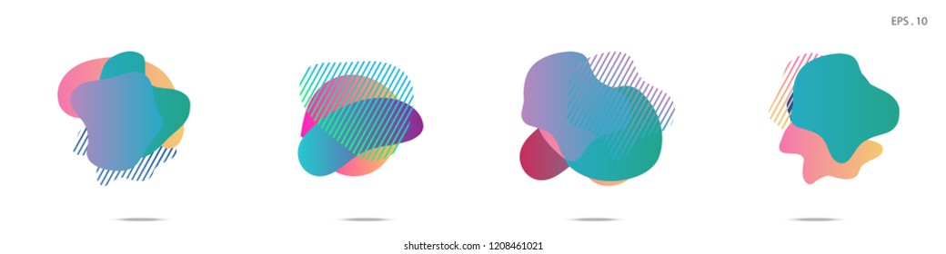 Set of abstract modern graphic elements. Dynamical colored forms and line. Gradient abstract banners with flowing liquid shapes. Template for the design of a logo, flyer or presentation. Vector.